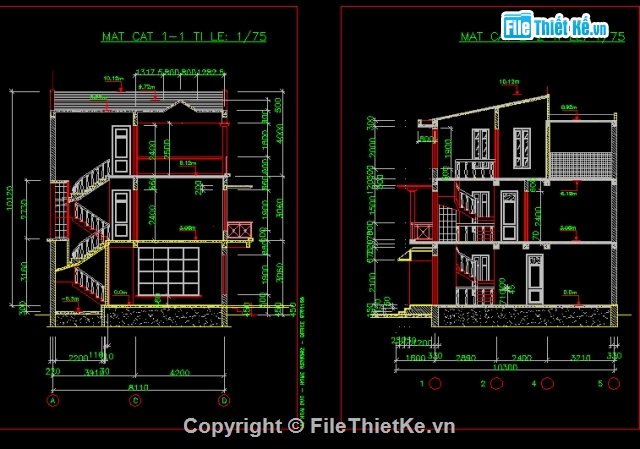 biệt thự 3 tầng,kiến trúc 3 tầng,kiến trúc biệt thự,Bản vẽ kiến trúc biệt thự